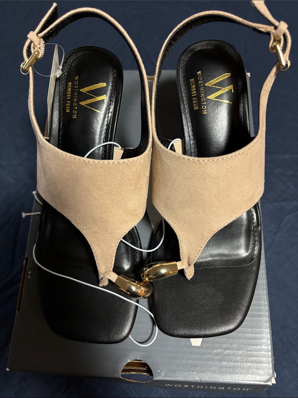 Worthington Size 6 Medium Blush Suede Toe-Ring Slingback Sandals.